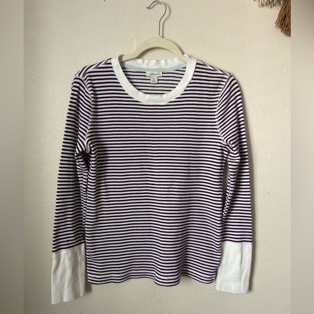 Sundance purple Striped Crewneck Thermal Medium 100% cotton